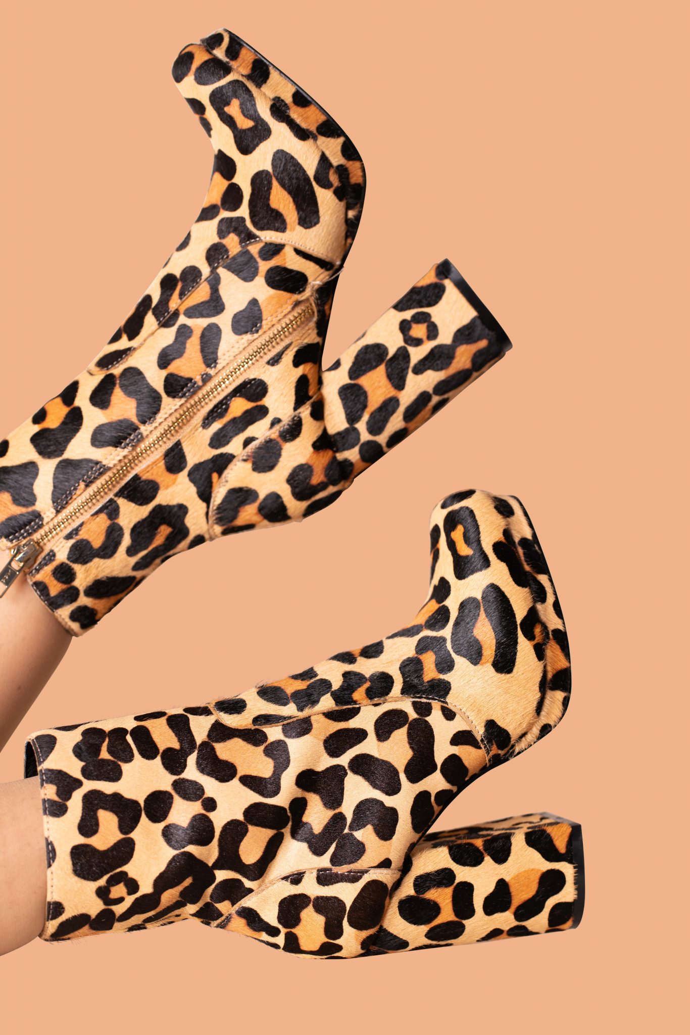 Commercial photo of leopard print boots
