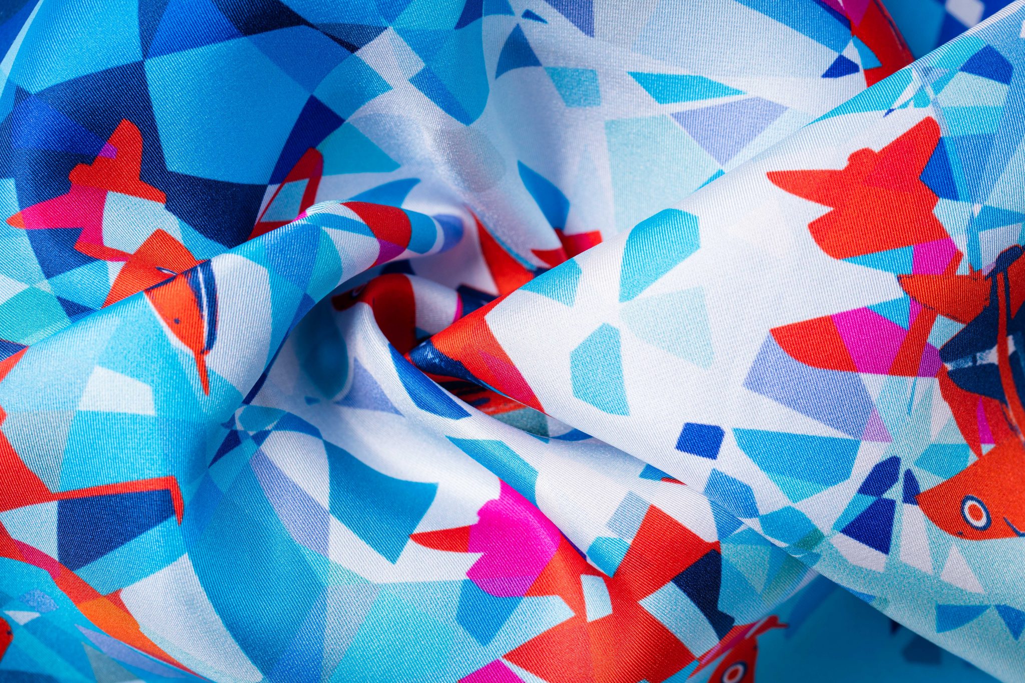 Commercial photo of colourful patterned fabric